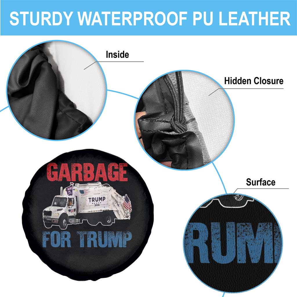 Garbage For Trump 2024 Spare Tire Cover Vintage Truck American Flag TS11 Print Your Wear