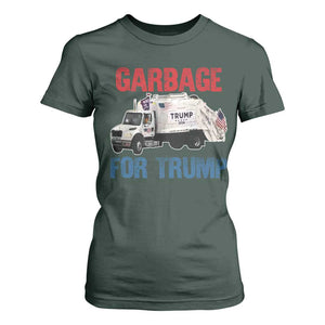 Garbage For Trump 2024 T Shirt For Women Vintage Truck American Flag TS11 Dark Forest Green Print Your Wear