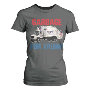 Garbage For Trump 2024 T Shirt For Women Vintage Truck American Flag TS11 Dark Heather Print Your Wear