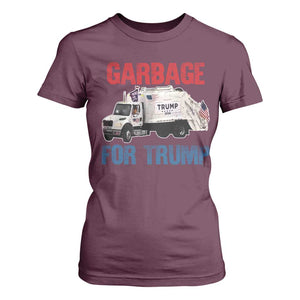 Garbage For Trump 2024 T Shirt For Women Vintage Truck American Flag TS11 Maroon Print Your Wear