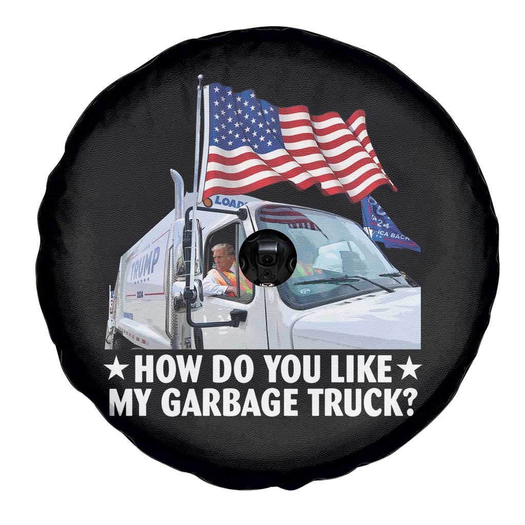 Funny Trump Garbage 2024 Spare Tire Cover How Do You Like My Garbage Truck American Flag TS11 Print Your Wear