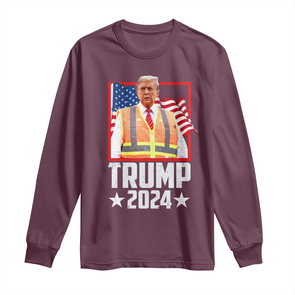 Funny Trump Garbage 2024 Long Sleeve Shirt American Flag TS11 Maroon Print Your Wear