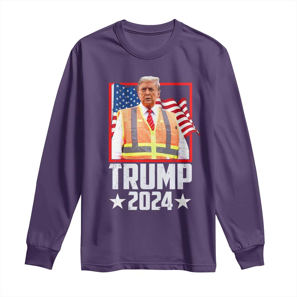 Funny Trump Garbage 2024 Long Sleeve Shirt American Flag TS11 Purple Print Your Wear