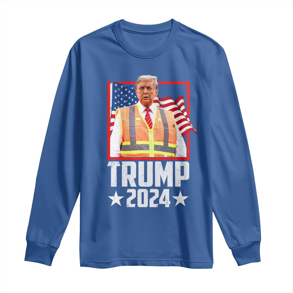 Funny Trump Garbage 2024 Long Sleeve Shirt American Flag TS11 Royal Blue Print Your Wear