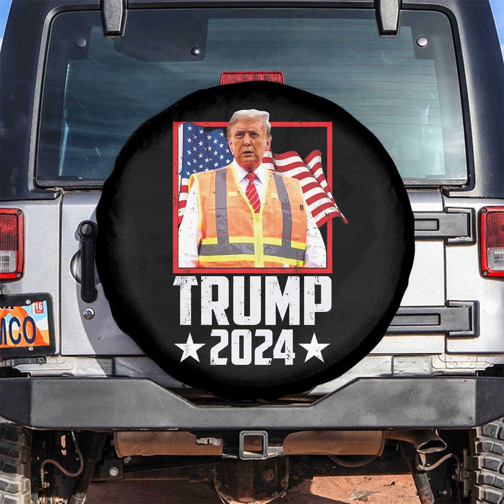 Funny Trump Garbage 2024 Spare Tire Cover American Flag TS11 No hole Black Print Your Wear