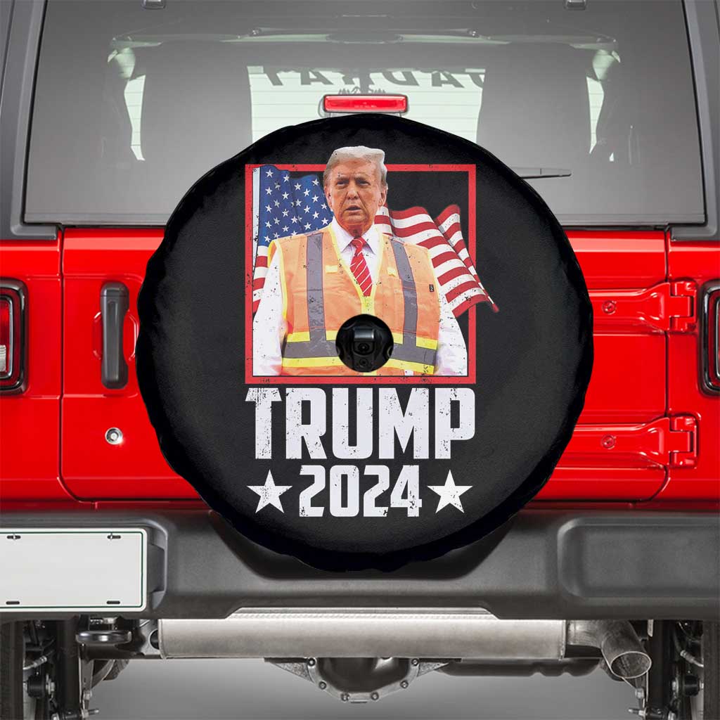 Funny Trump Garbage 2024 Spare Tire Cover American Flag TS11 Black Print Your Wear