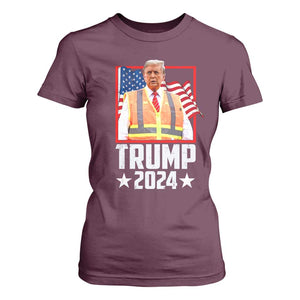 Funny Trump Garbage 2024 T Shirt For Women American Flag TS11 Maroon Print Your Wear