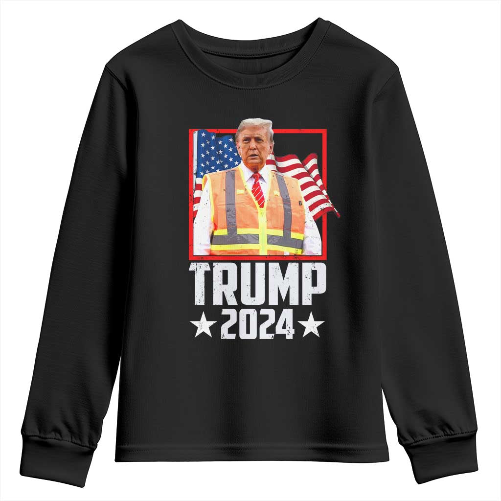 Funny Trump Garbage 2024 Youth Sweatshirt American Flag TS11 Black Print Your Wear