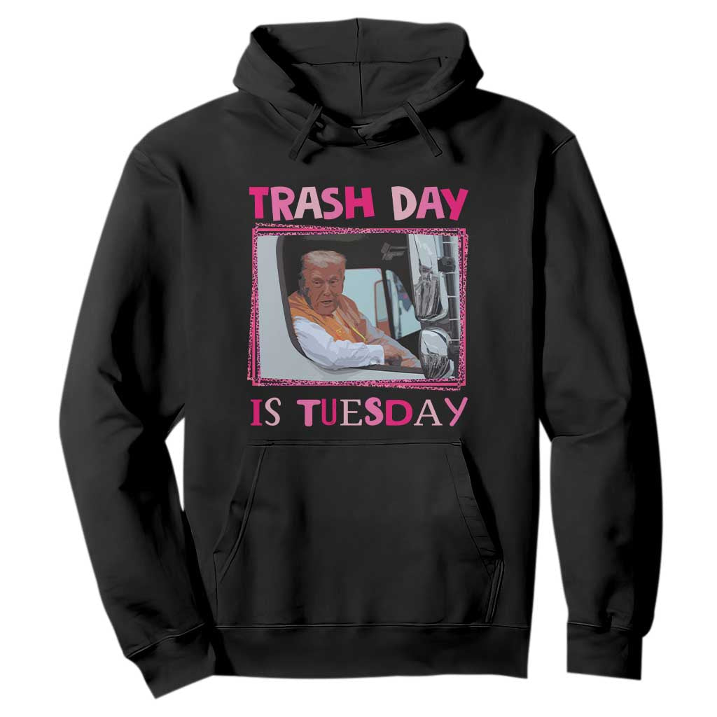 Funny Trump Garbage 2024 Hoodie Trash Day Is Tuesday Pink Trump TS11 Black Print Your Wear