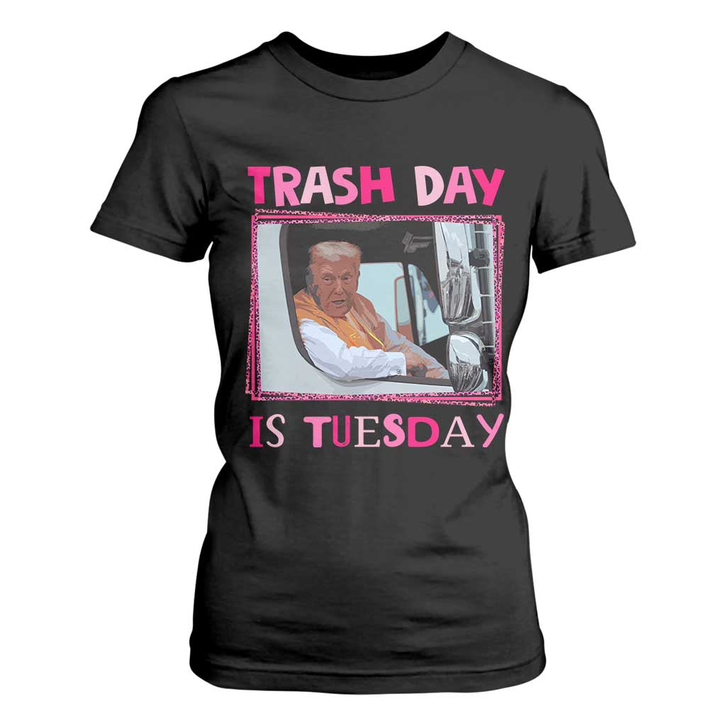 Funny Trump Garbage 2024 T Shirt For Women Trash Day Is Tuesday Pink Trump TS11 Black Print Your Wear
