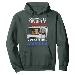 Funny Trump Garbage 2024 Hoodie America's Favorite Garbage Man Clean Up America TS11 Dark Forest Green Print Your Wear