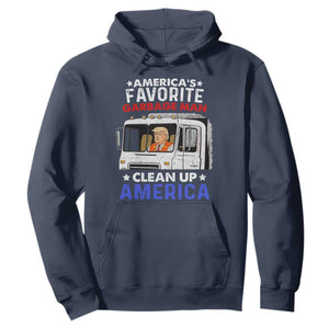 Funny Trump Garbage 2024 Hoodie America's Favorite Garbage Man Clean Up America TS11 Navy Print Your Wear