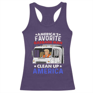Funny Trump Garbage 2024 Racerback Tank Top America's Favorite Garbage Man Clean Up America TS11 Purple Print Your Wear