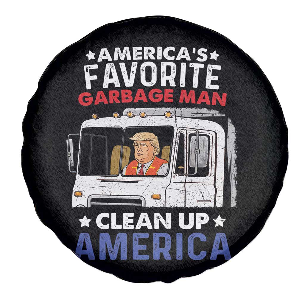 Funny Trump Garbage 2024 Spare Tire Cover America's Favorite Garbage Man Clean Up America TS11 Print Your Wear