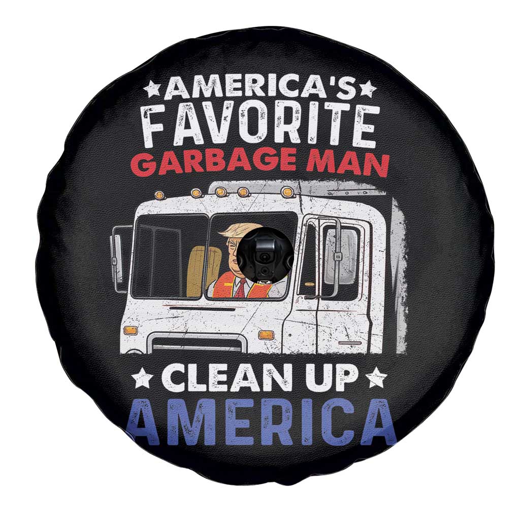 Funny Trump Garbage 2024 Spare Tire Cover America's Favorite Garbage Man Clean Up America TS11 Print Your Wear