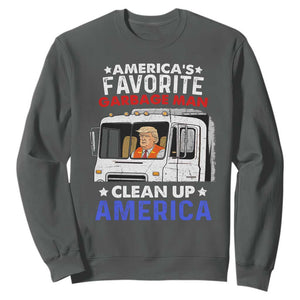 Funny Trump Garbage 2024 Sweatshirt America's Favorite Garbage Man Clean Up America TS11 Dark Heather Print Your Wear