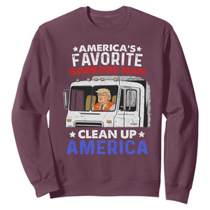 Funny Trump Garbage 2024 Sweatshirt America's Favorite Garbage Man Clean Up America TS11 Maroon Print Your Wear