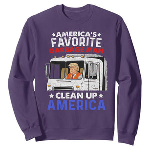 Funny Trump Garbage 2024 Sweatshirt America's Favorite Garbage Man Clean Up America TS11 Purple Print Your Wear