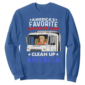 Funny Trump Garbage 2024 Sweatshirt America's Favorite Garbage Man Clean Up America TS11 Royal Blue Print Your Wear