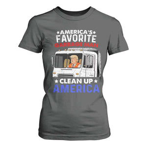 Funny Trump Garbage 2024 T Shirt For Women America's Favorite Garbage Man Clean Up America TS11 Dark Heather Print Your Wear