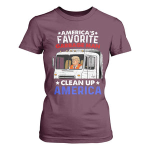 Funny Trump Garbage 2024 T Shirt For Women America's Favorite Garbage Man Clean Up America TS11 Maroon Print Your Wear