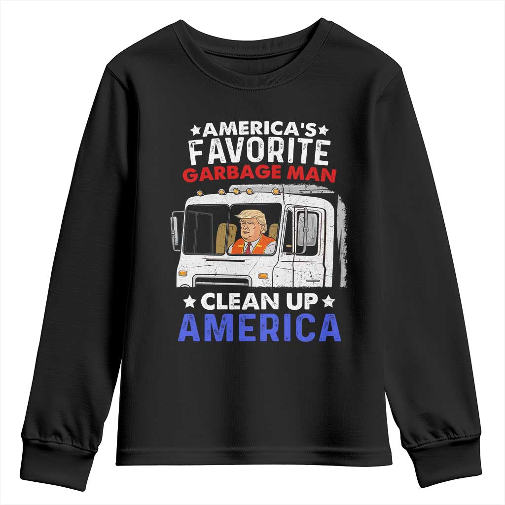 Funny Trump Garbage 2024 Youth Sweatshirt America's Favorite Garbage Man Clean Up America TS11 Black Print Your Wear