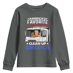 Funny Trump Garbage 2024 Youth Sweatshirt America's Favorite Garbage Man Clean Up America TS11 Dark Heather Print Your Wear