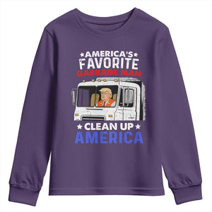 Funny Trump Garbage 2024 Youth Sweatshirt America's Favorite Garbage Man Clean Up America TS11 Purple Print Your Wear
