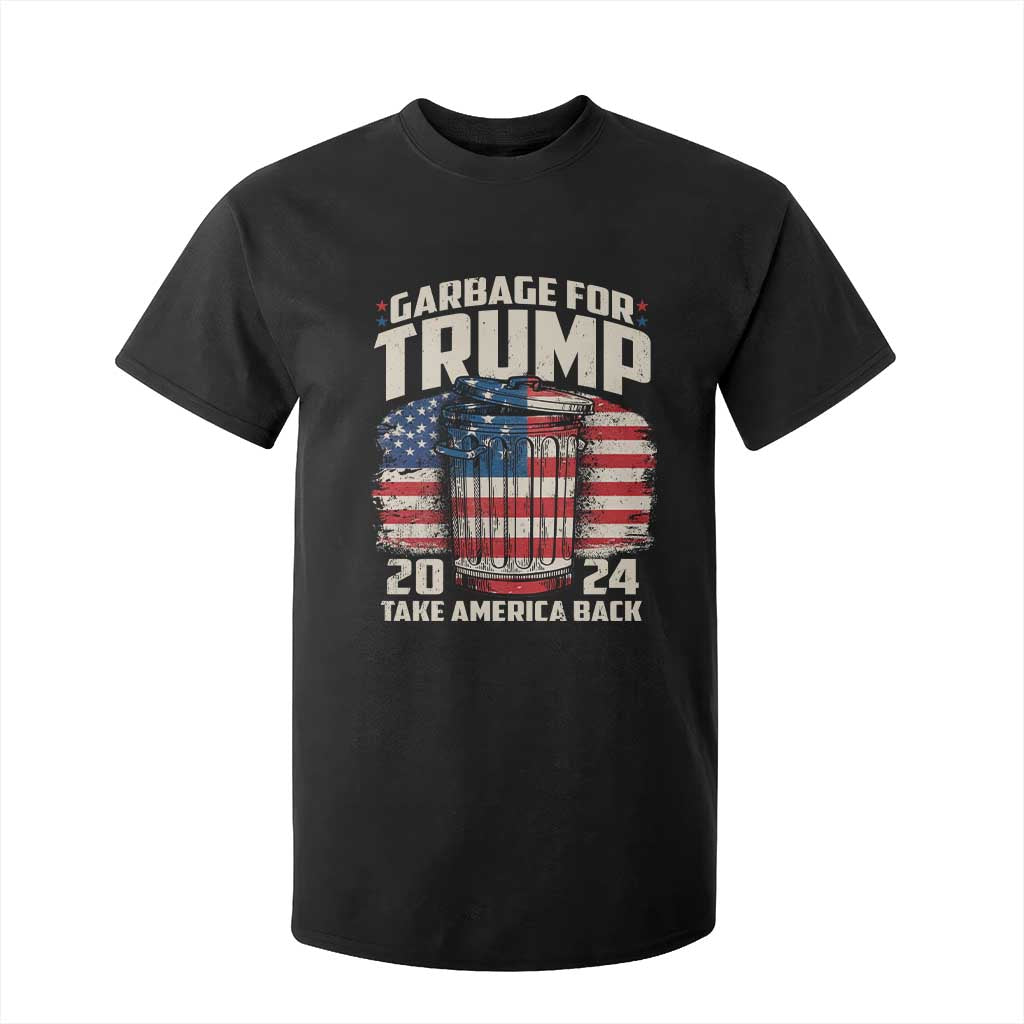 Garbage For Trump 2024 T Shirt For Kid Take America Back America Flag TS11 Black Print Your Wear