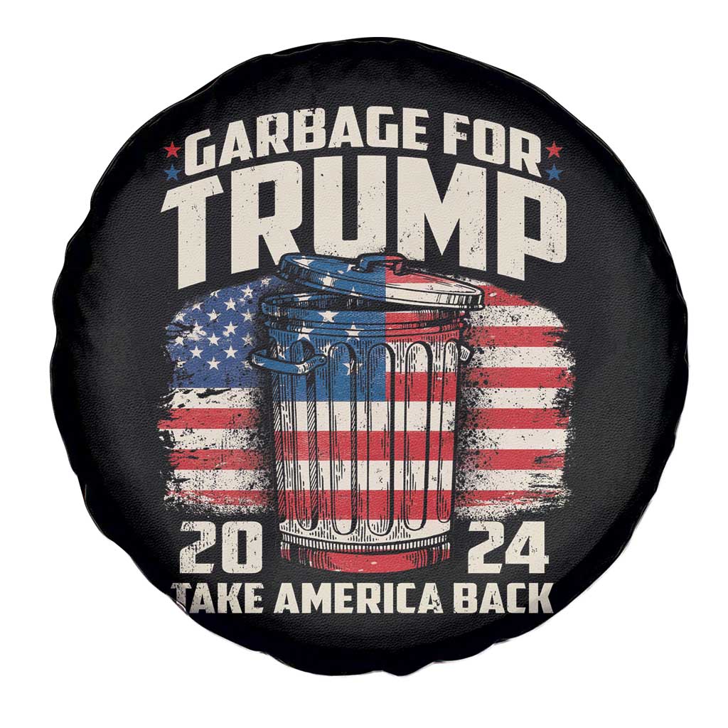 Garbage For Trump 2024 Spare Tire Cover Take America Back America Flag TS11 Print Your Wear