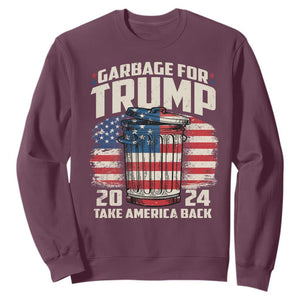 Garbage For Trump 2024 Sweatshirt Take America Back America Flag TS11 Maroon Print Your Wear