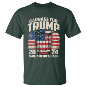 Garbage For Trump 2024 T Shirt Take America Back America Flag TS11 Dark Forest Green Print Your Wear