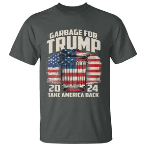 Garbage For Trump 2024 T Shirt Take America Back America Flag TS11 Dark Heather Print Your Wear