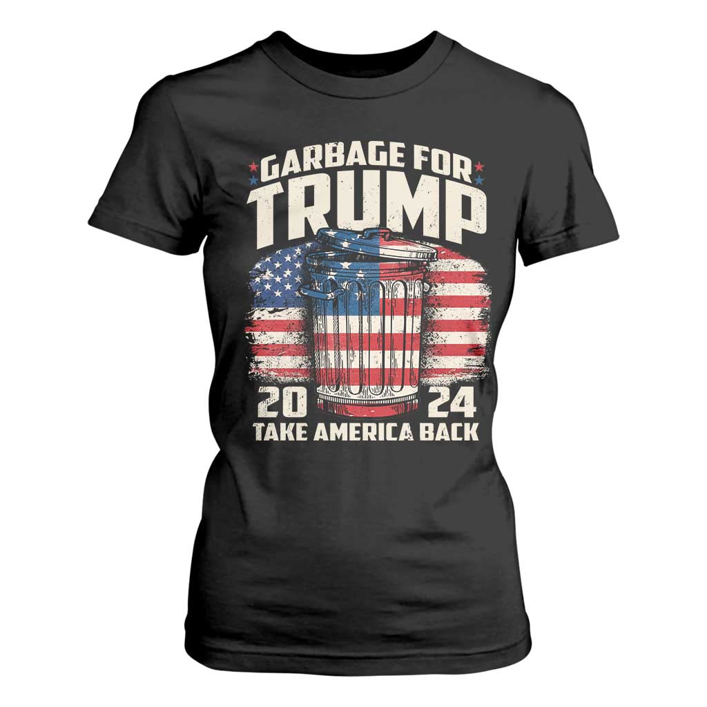 Garbage For Trump 2024 T Shirt For Women Take America Back America Flag TS11 Black Print Your Wear