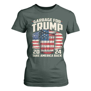 Garbage For Trump 2024 T Shirt For Women Take America Back America Flag TS11 Dark Forest Green Print Your Wear