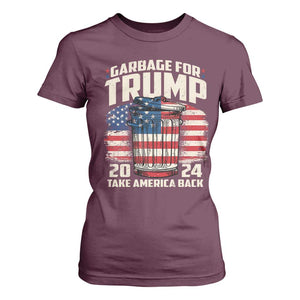 Garbage For Trump 2024 T Shirt For Women Take America Back America Flag TS11 Maroon Print Your Wear