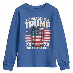 Garbage For Trump 2024 Youth Sweatshirt Take America Back America Flag TS11 Royal Blue Print Your Wear