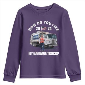 Funny Trump Garbage 2024 Youth Sweatshirt How Do You Like My Garbage Truck 2024 TS11 Purple Print Your Wear