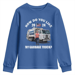 Funny Trump Garbage 2024 Youth Sweatshirt How Do You Like My Garbage Truck 2024 TS11 Royal Blue Print Your Wear
