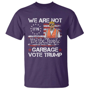 Funny Trump Garbage 2024 T Shirt We Are Not Garbage Vote Trump Betsy Ross Flag TS11 Purple Print Your Wear