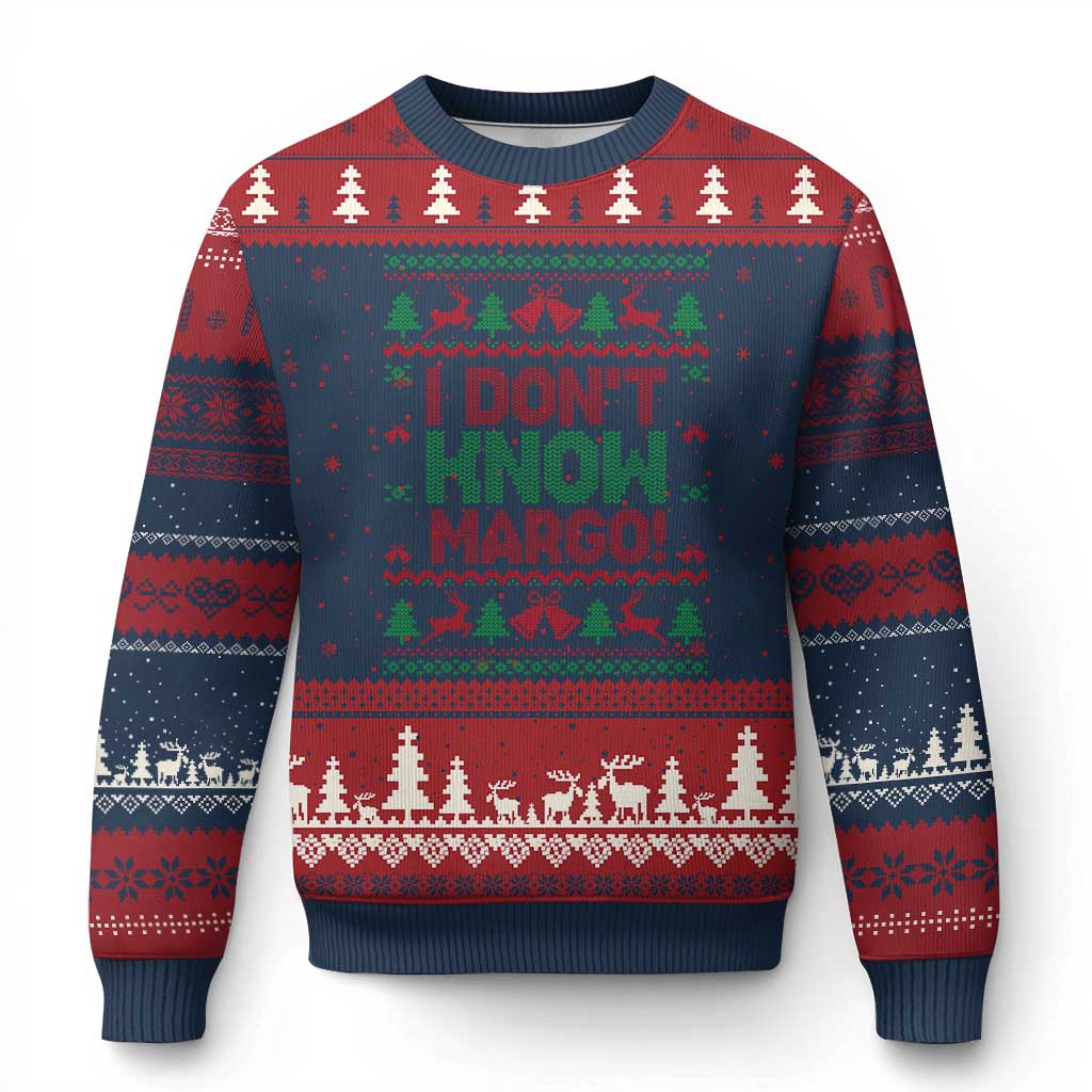 I Dont Know Margo Xmas Movie Ugly Christmas Sweater Funny Xmas Couple Matching TS11 Navy Red Print Your Wear