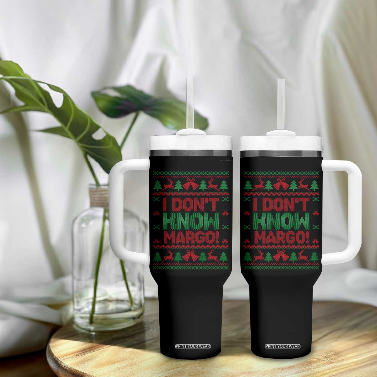 I Dont Know Margo Christmas Movie Tumbler With Handle Funny Xmas Couple Matching TS11 Print Your Wear