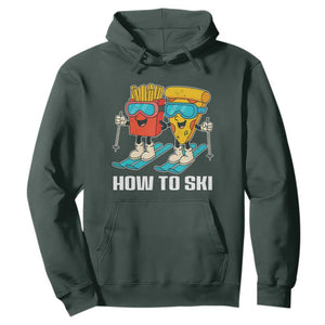 Funny Skiing Food Lover Hoodie How To Ski Pizza French Fries Skier TS11 Dark Forest Green Print Your Wear