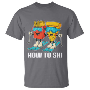 Funny Skiing Food Lover T Shirt How To Ski Pizza French Fries Skier TS11 Charcoal Print Your Wear