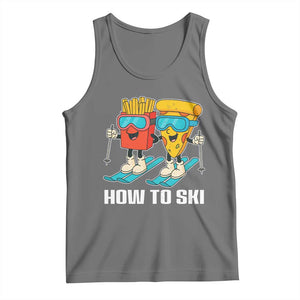 Funny Skiing Food Lover Tank Top How To Ski Pizza French Fries Skier TS11 Black Heather Print Your Wear