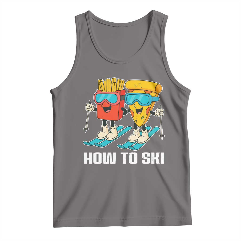 Funny Skiing Food Lover Tank Top How To Ski Pizza French Fries Skier TS11 Deep Heather Print Your Wear