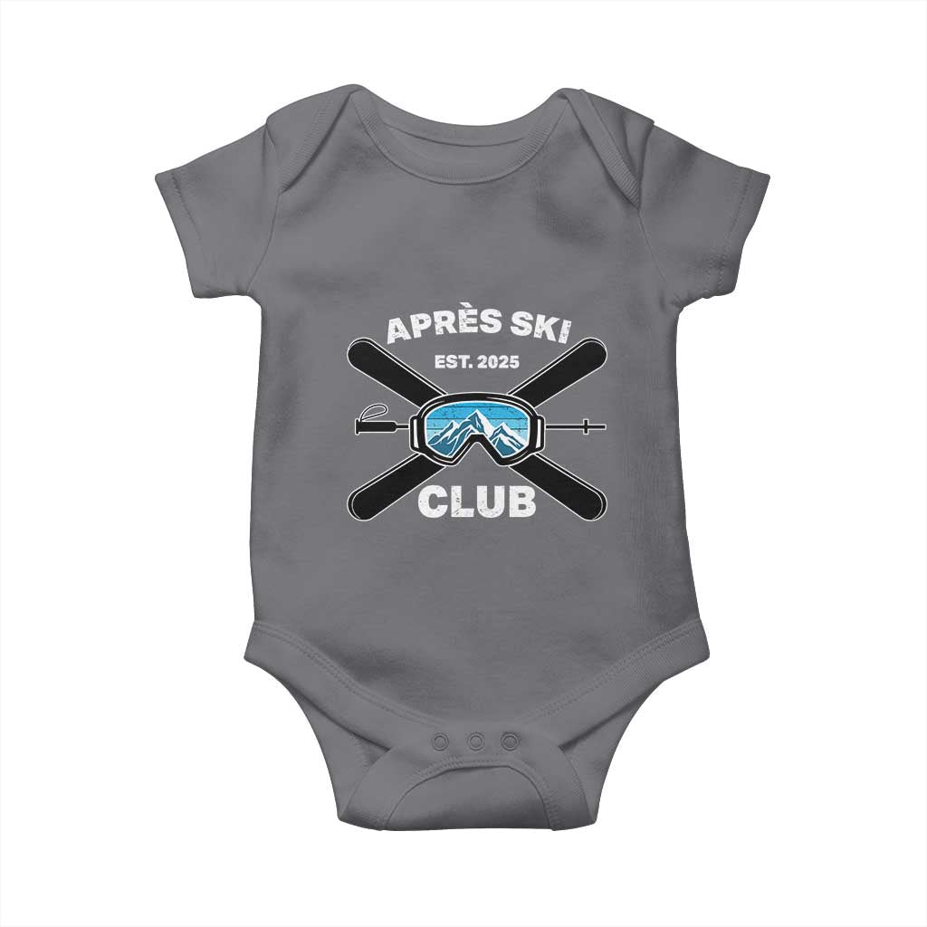 Apres Ski Club 2025 Baby Onesie Skiing Winter Sport Mountain TS11 Charcoal Print Your Wear