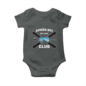 Apres Ski Club 2025 Baby Onesie Skiing Winter Sport Mountain TS11 Dark Heather Print Your Wear