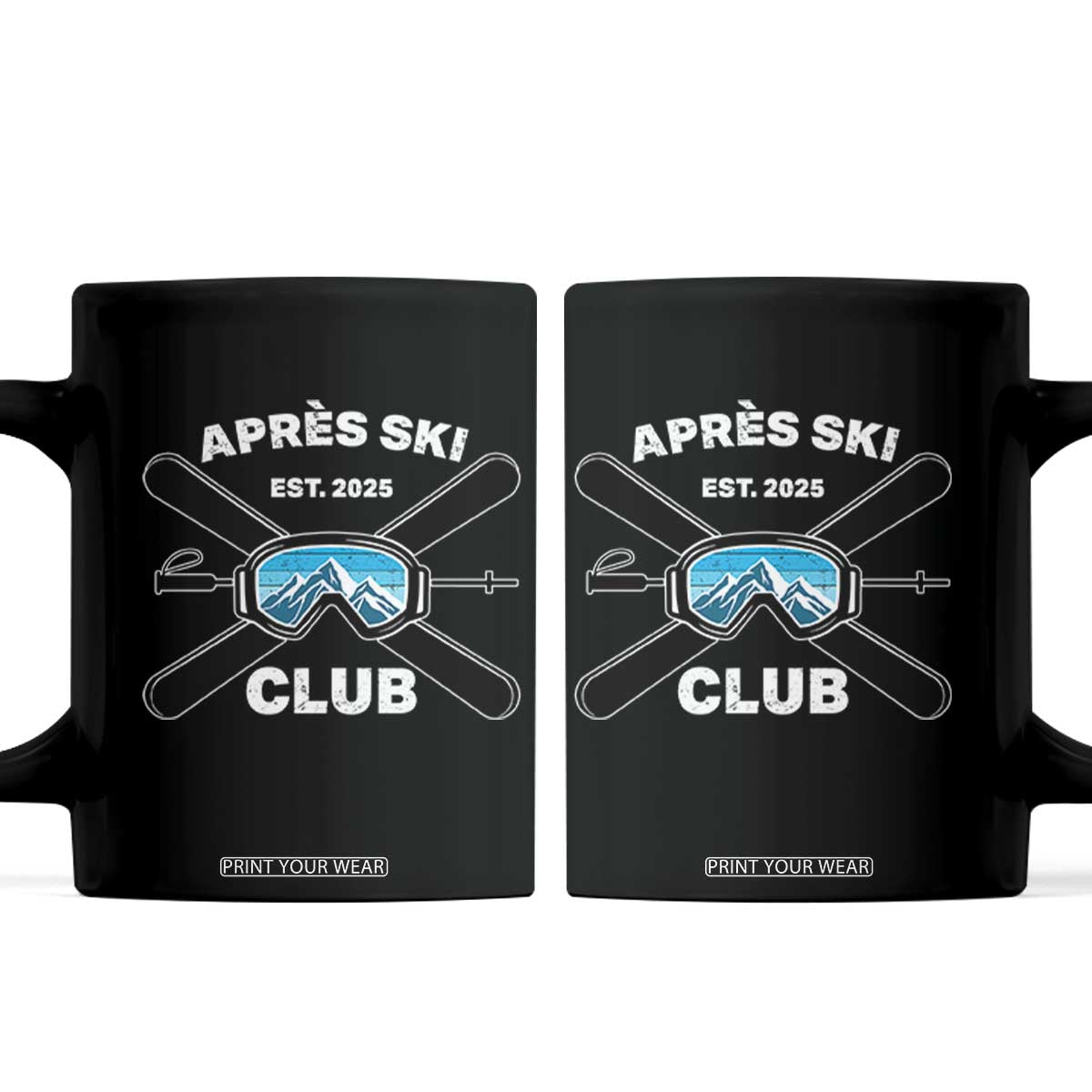 Apres Ski Club 2025 Coffee Mug Skiing Winter Sport Mountain TS11 Black Print Your Wear