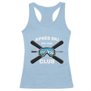 Apres Ski Club 2025 Racerback Tank Top Skiing Winter Sport Mountain TS11 Light Blue Print Your Wear